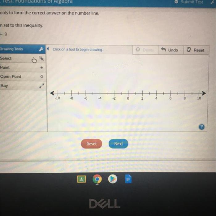 Graph the solution set to this inequality. 3x-11 7x+9