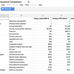 Health coverage comparison worksheet answer key